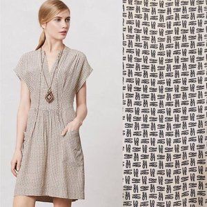 Anthropologie LOVE Print V-Neck Dress with Pockets